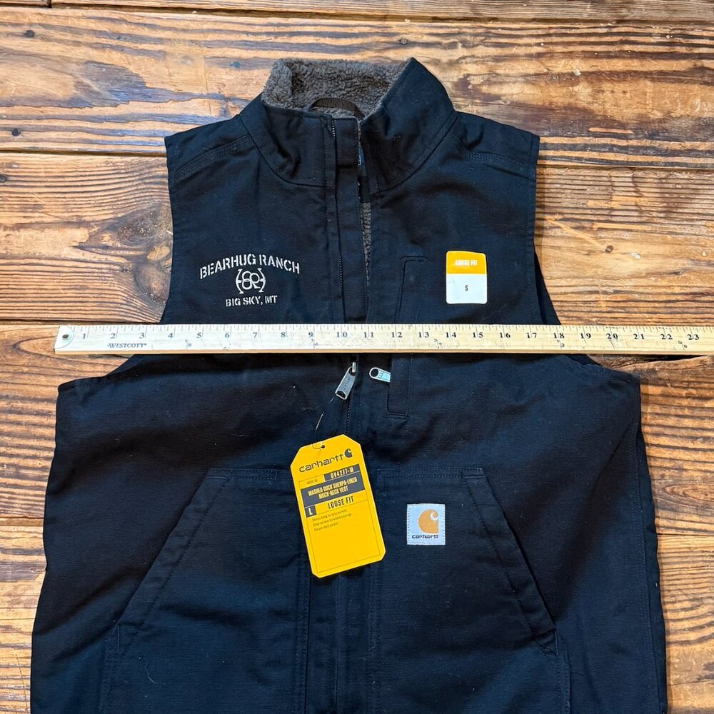 NWT Carhartt Washed Duck Sherpa Lined Mock Neck Vest Black Small 3rd Party Logo - Picture 6 of 10